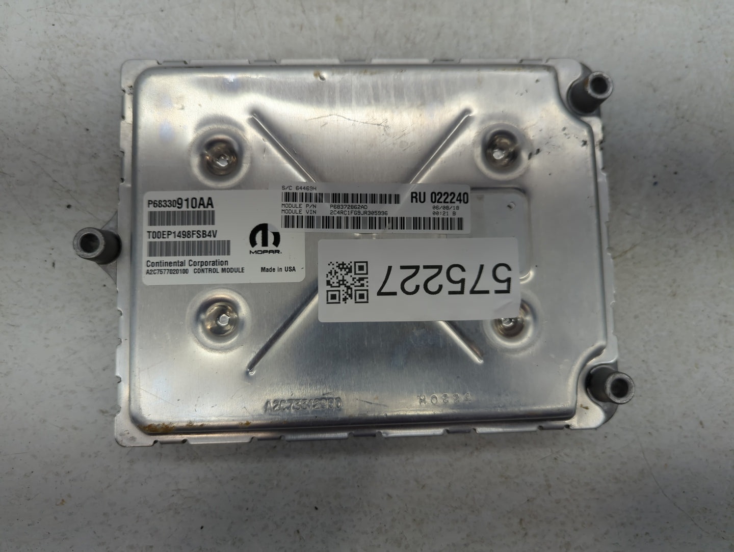 2018-2019 Chrysler Pacifica PCM Engine Control Computer ECU ECM PCU OEM P/N:P68330910AA Fits Fits 2018 2019 2020 OEM Used Au