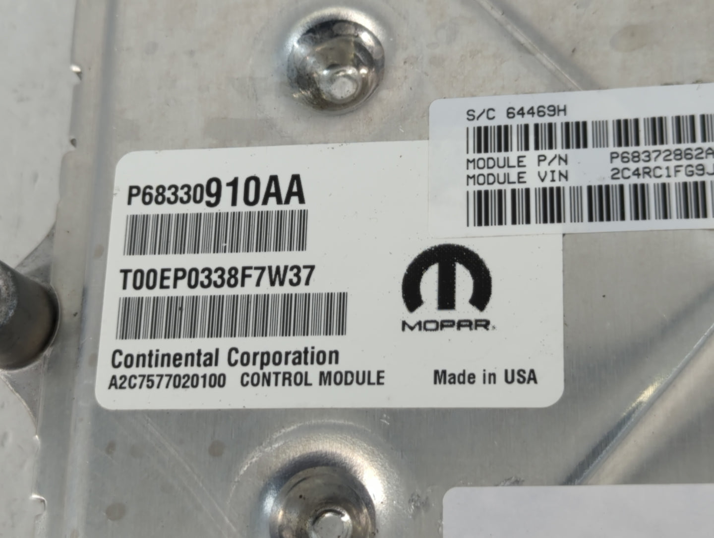 2018-2019 Chrysler Pacifica PCM Engine Control Computer ECU ECM PCU OEM P/N:P68372862AB P68330910AA Fits Fits 2018 2019 2020