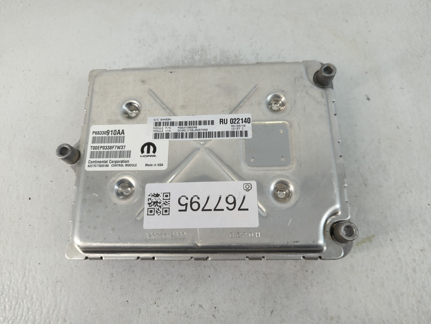 2018-2019 Chrysler Pacifica PCM Engine Control Computer ECU ECM PCU OEM P/N:P68372862AB P68330910AA Fits Fits 2018 2019 2020