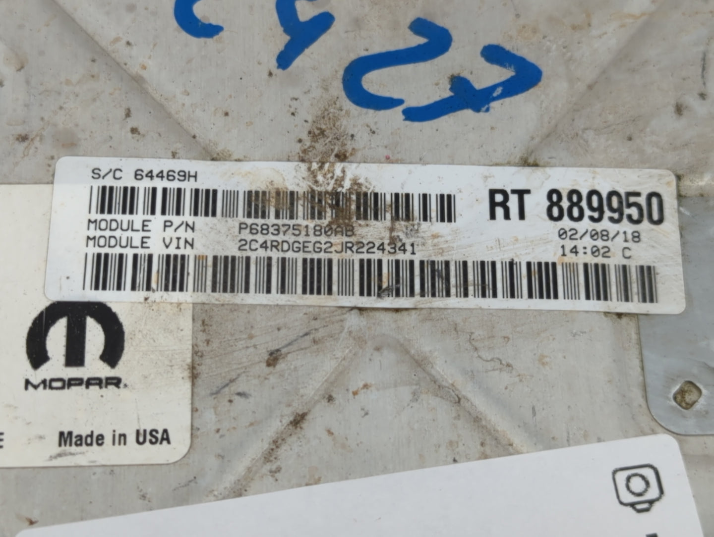 2018 Dodge Caravan PCM Engine Control Computer ECU ECM PCU OEM P/N:P68243295AB Fits Fits 2016 2017 2019 2020 OEM Used Auto P