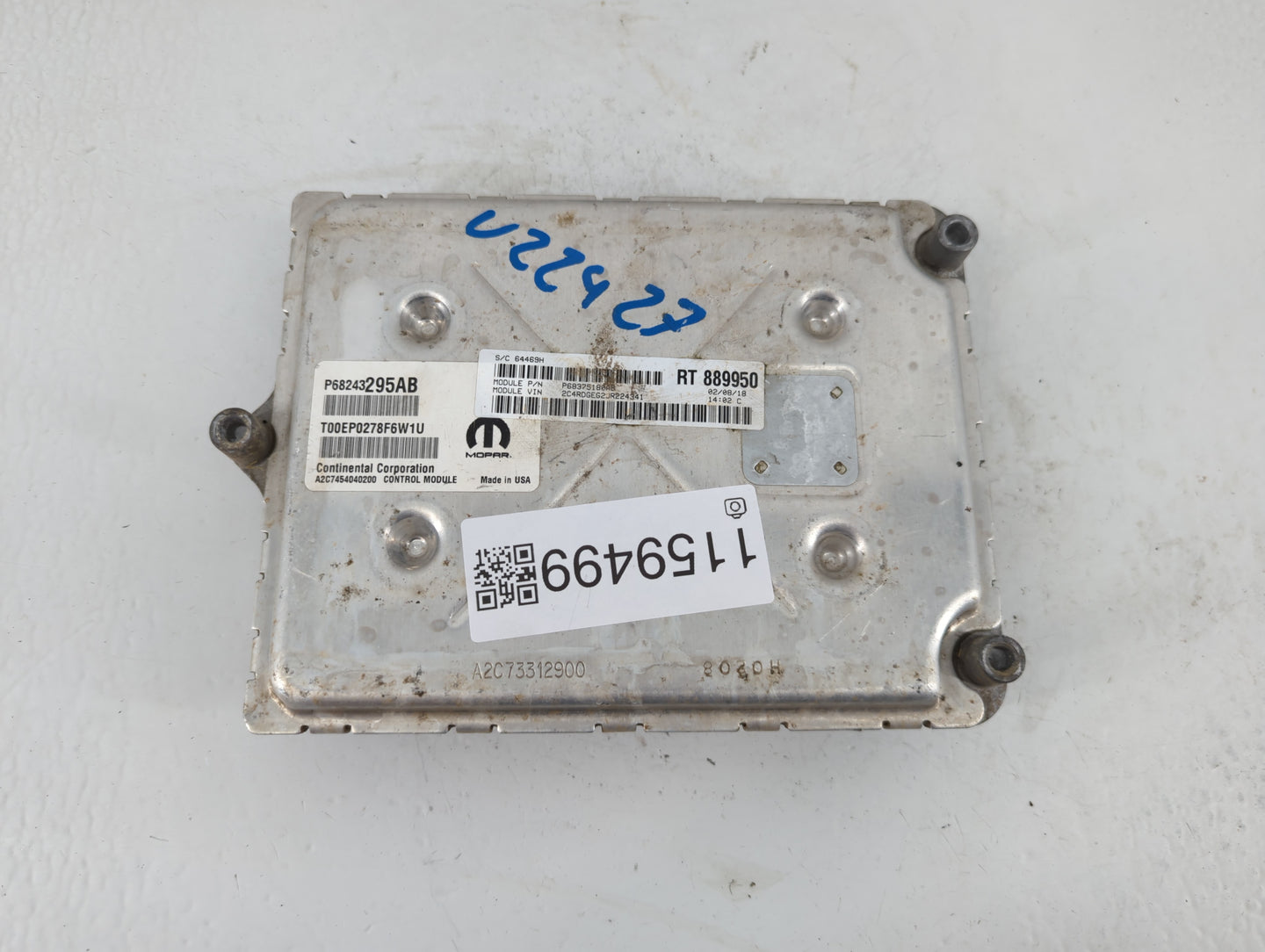 2018 Dodge Caravan PCM Engine Control Computer ECU ECM PCU OEM P/N:P68243295AB Fits Fits 2016 2017 2019 2020 OEM Used Auto P
