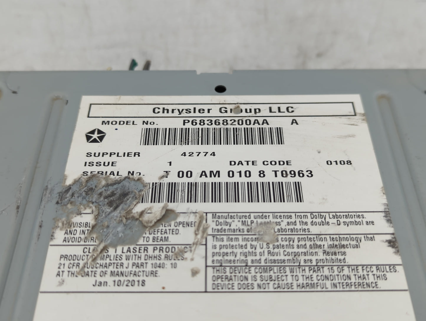 2018 Dodge Caravan Radio AM FM Cd Player Receiver Replacement P/N:P68368200AA Fits Fits 2012 2013 2014 2015 2016 2017 2019 2
