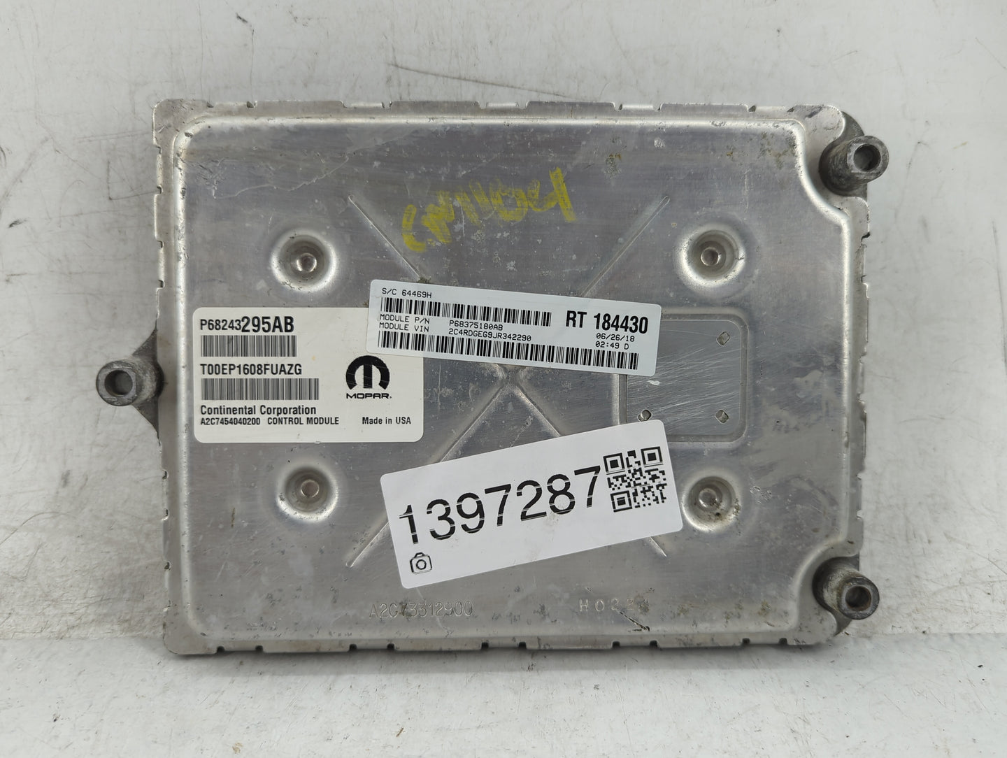 2018 Dodge Caravan PCM Engine Control Computer ECU ECM PCU OEM P/N:P68375180AB P68243295AB Fits Fits 2016 2017 2019 2020 OEM