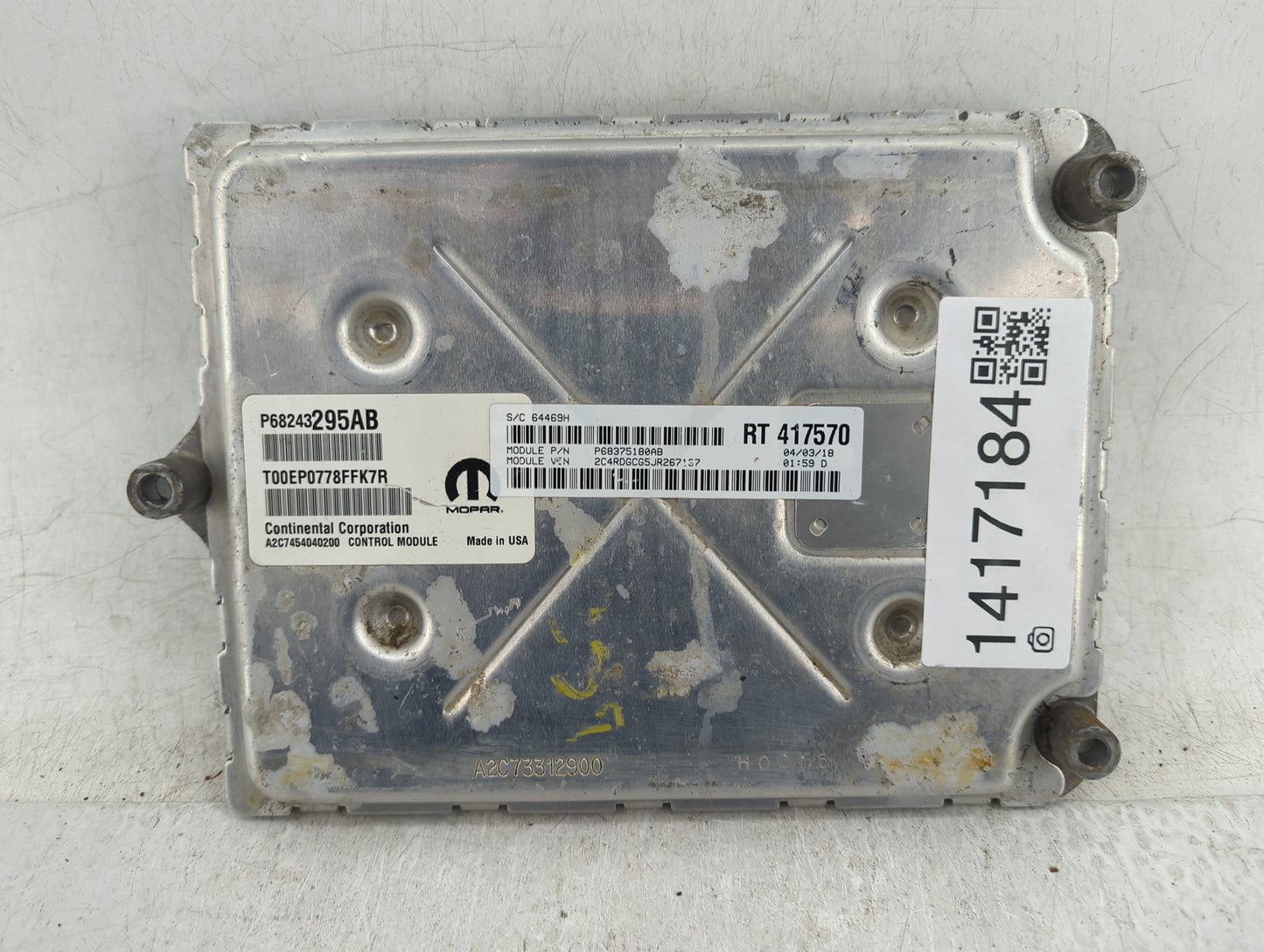 2018 Dodge Caravan PCM Engine Control Computer ECU ECM PCU OEM P/N:P68243295AB Fits Fits 2016 2017 2019 2020 OEM Used Auto P