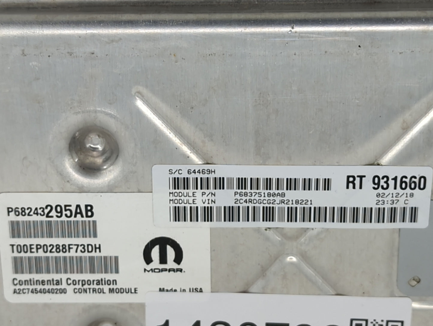 2018 Dodge Caravan PCM Engine Control Computer ECU ECM PCU OEM P/N:68243295AB Fits Fits 2016 2017 2019 2020 OEM Used Auto Pa