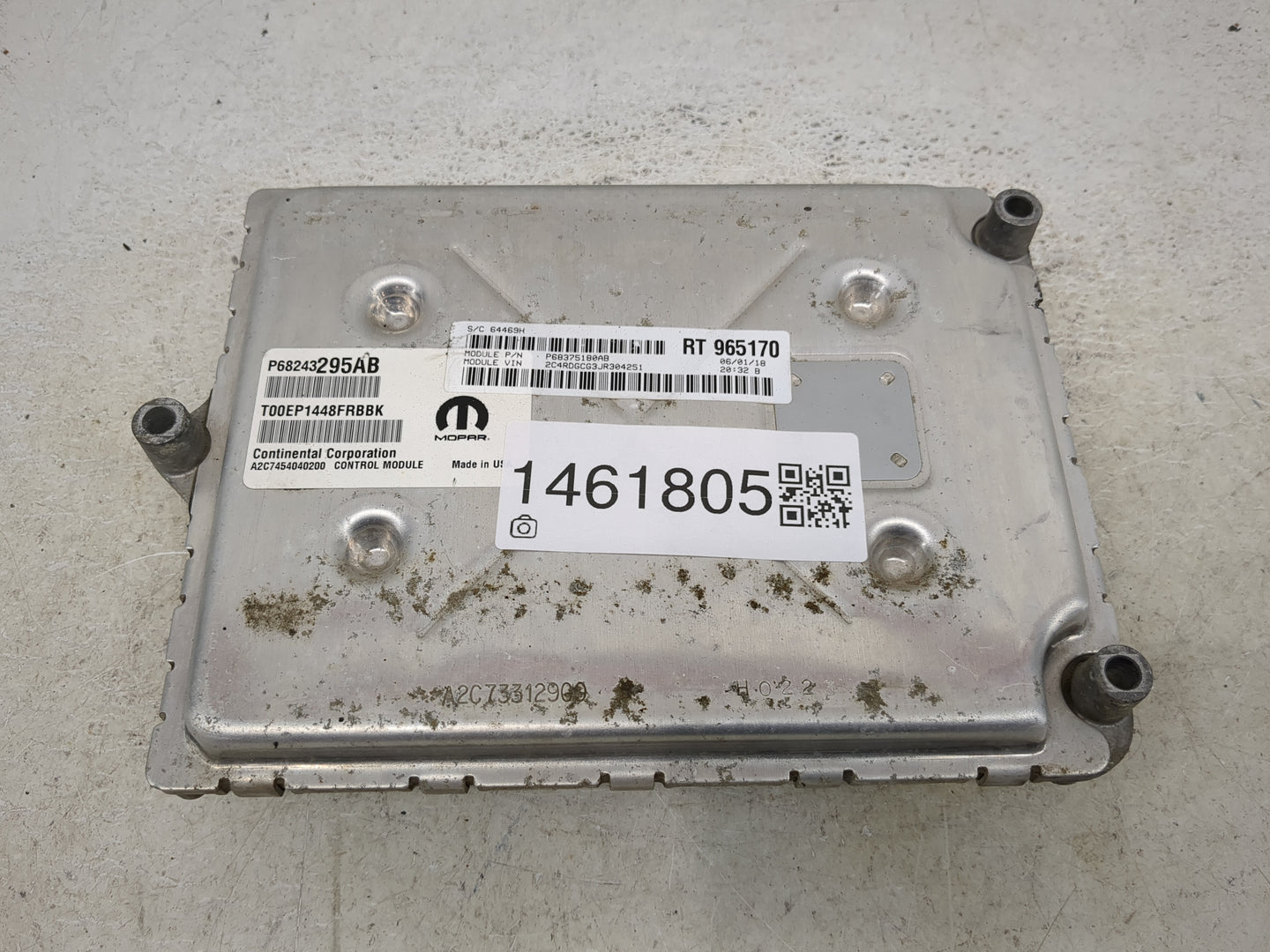 2018 Dodge Caravan PCM Engine Control Computer ECU ECM PCU OEM P/N:P68243295AB Fits Fits 2016 2017 2019 2020 OEM Used Auto P