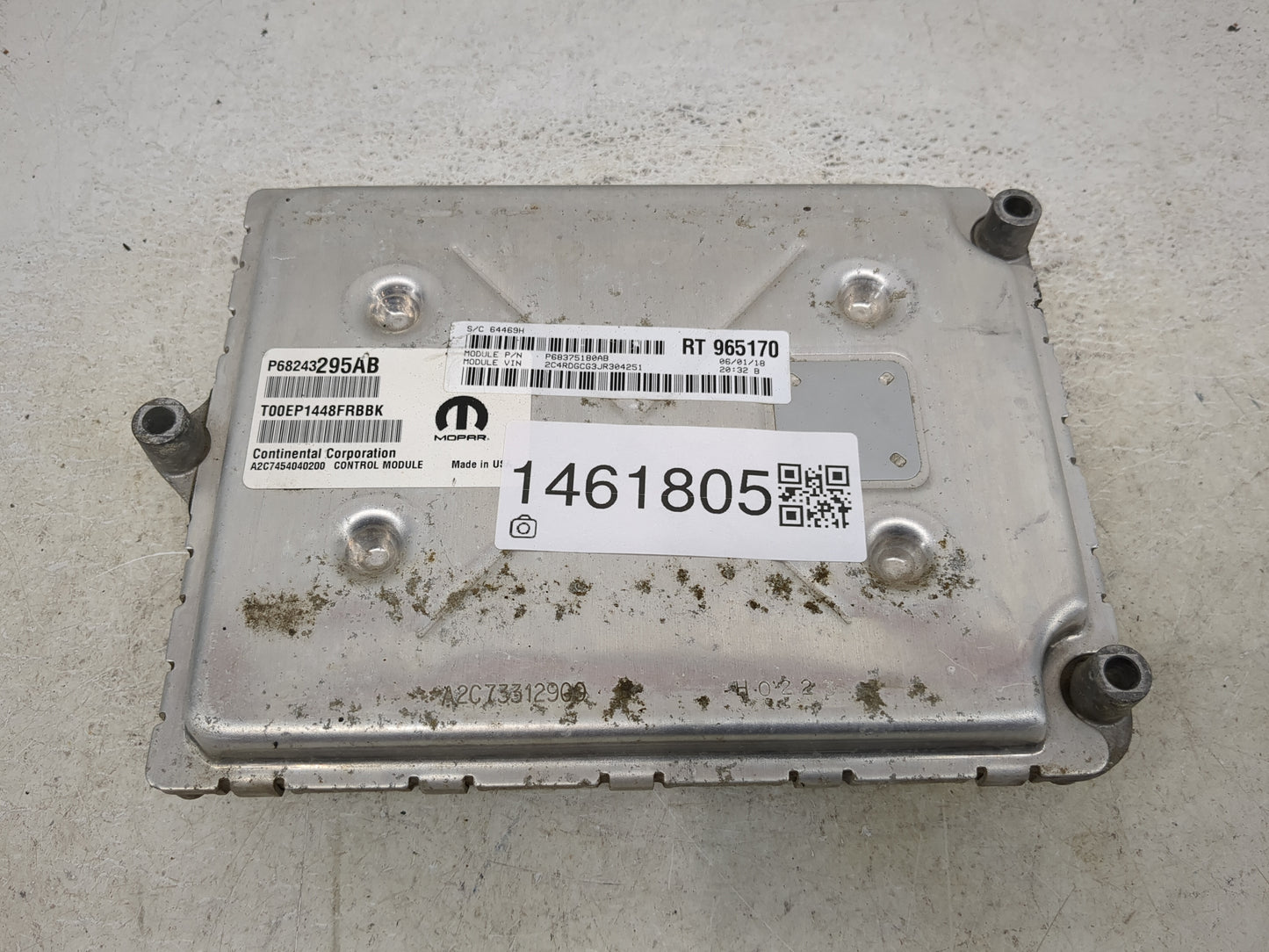 2018 Dodge Caravan PCM Engine Control Computer ECU ECM PCU OEM P/N:P68243295AB Fits Fits 2016 2017 2019 2020 OEM Used Auto P