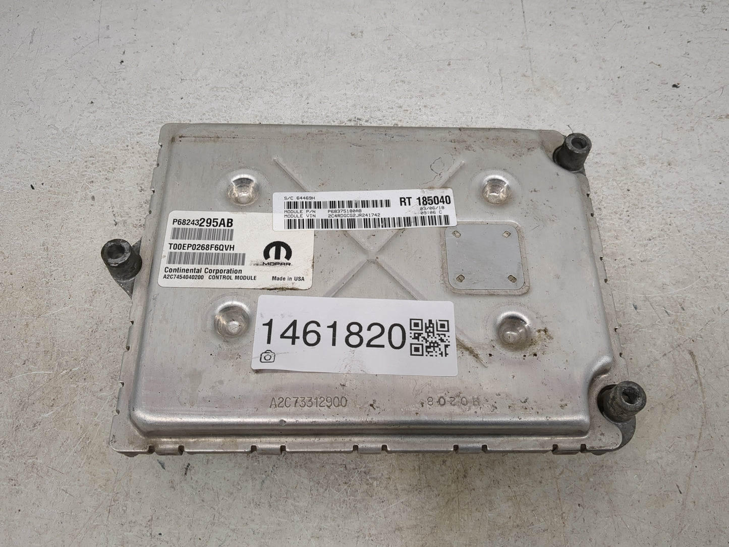 2018 Dodge Caravan PCM Engine Control Computer ECU ECM PCU OEM P/N:P68243295AB Fits Fits 2016 2017 2019 2020 OEM Used Auto P