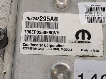 2018 Dodge Caravan PCM Engine Control Computer ECU ECM PCU OEM P/N:P68243295AB Fits Fits 2016 2017 2019 2020 OEM Used Auto Parts