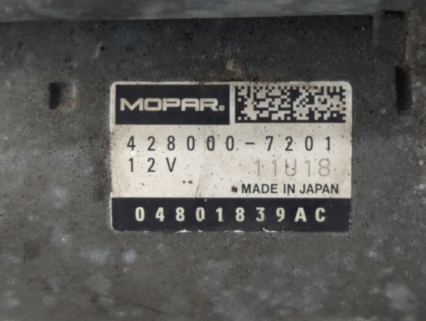 2018 Dodge Caravan Car Starter Motor Solenoid OEM P/N:04801839AC 428000-7201 Fits OEM Used Auto Parts - Oemusedautoparts1.co