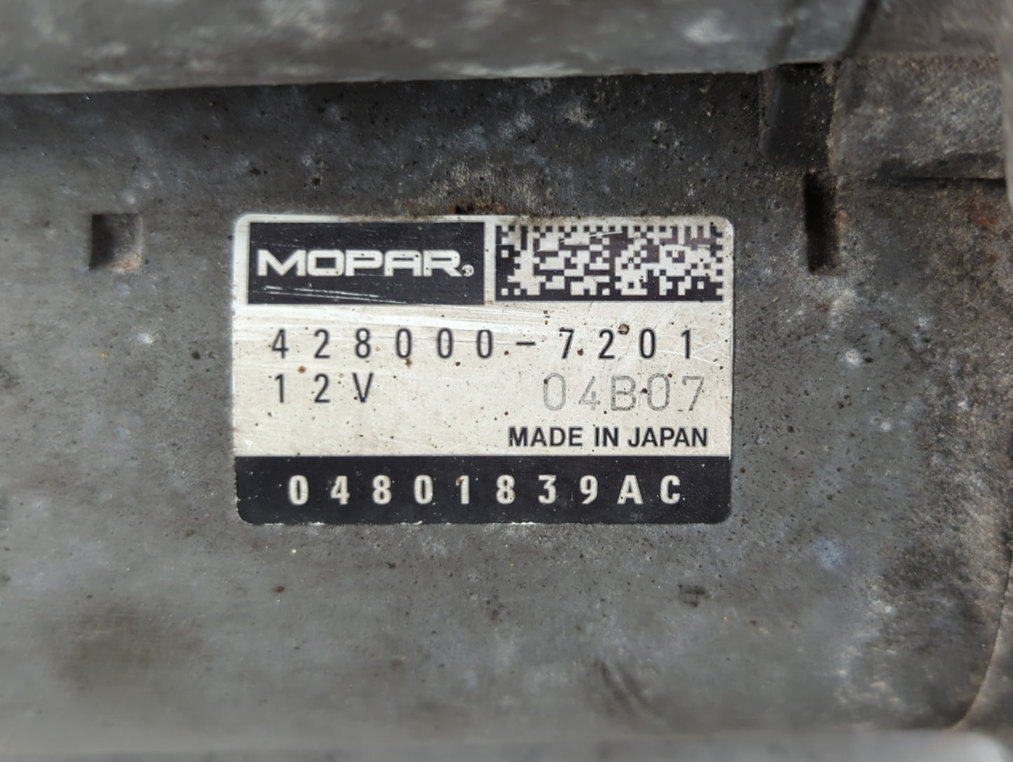 2018 Dodge Caravan Car Starter Motor Solenoid OEM P/N:04801839AC 428000-7201 Fits OEM Used Auto Parts - Oemusedautoparts1.co