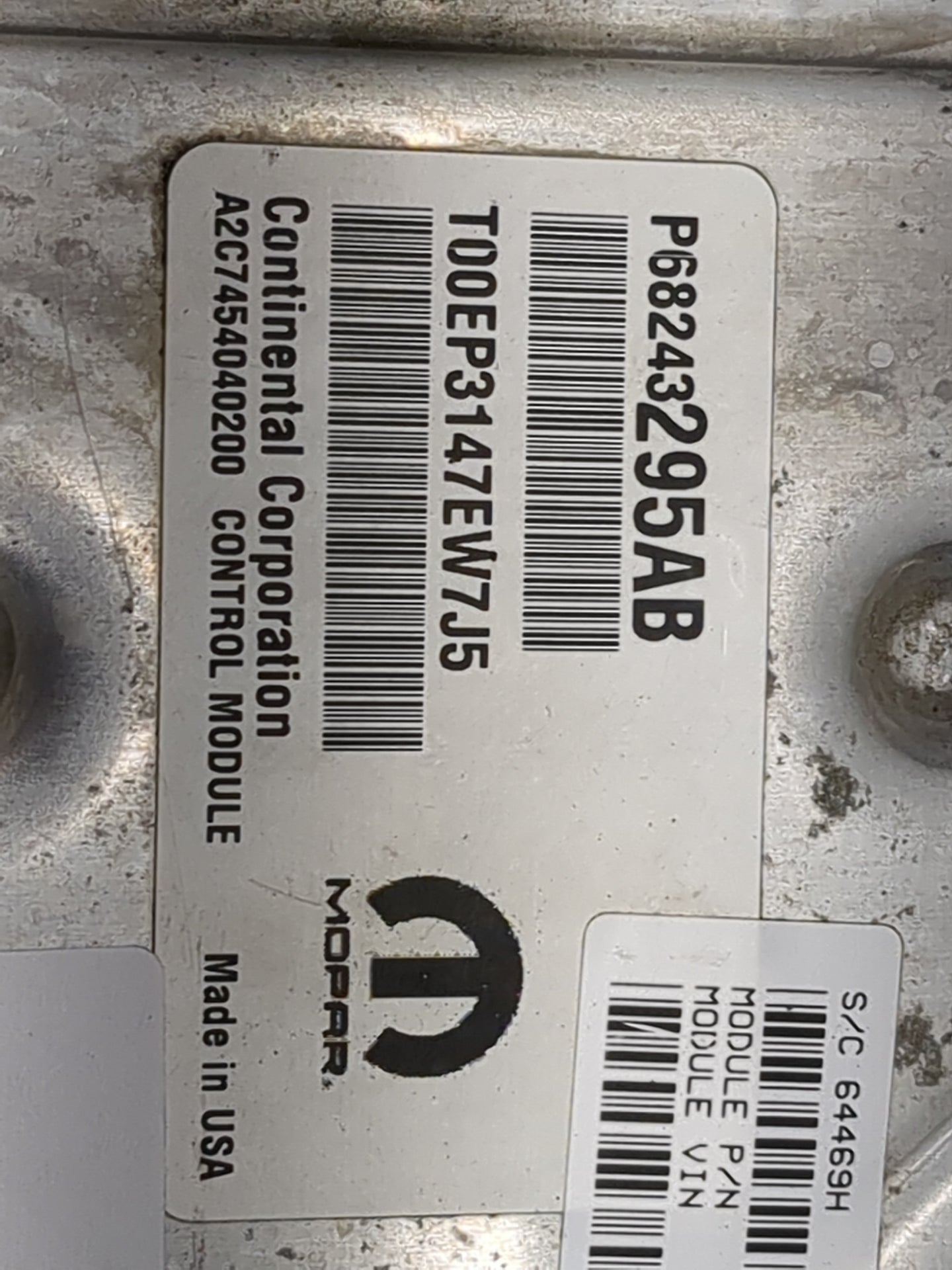 2018 Dodge Caravn PCM Engine Control Computer ECU ECM PCU OEM P/N:P68243295AB T00EP3147EW7J5 Fits Fits 2016 2017 2019 2020 O