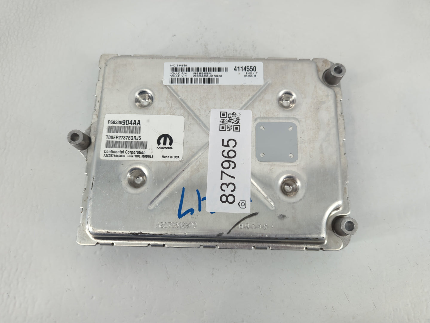 2018-2019 Dodge Challenger PCM Engine Control Computer ECU ECM PCU OEM P/N:P68330904AA Fits Fits 2018 2019 OEM Used Auto Par