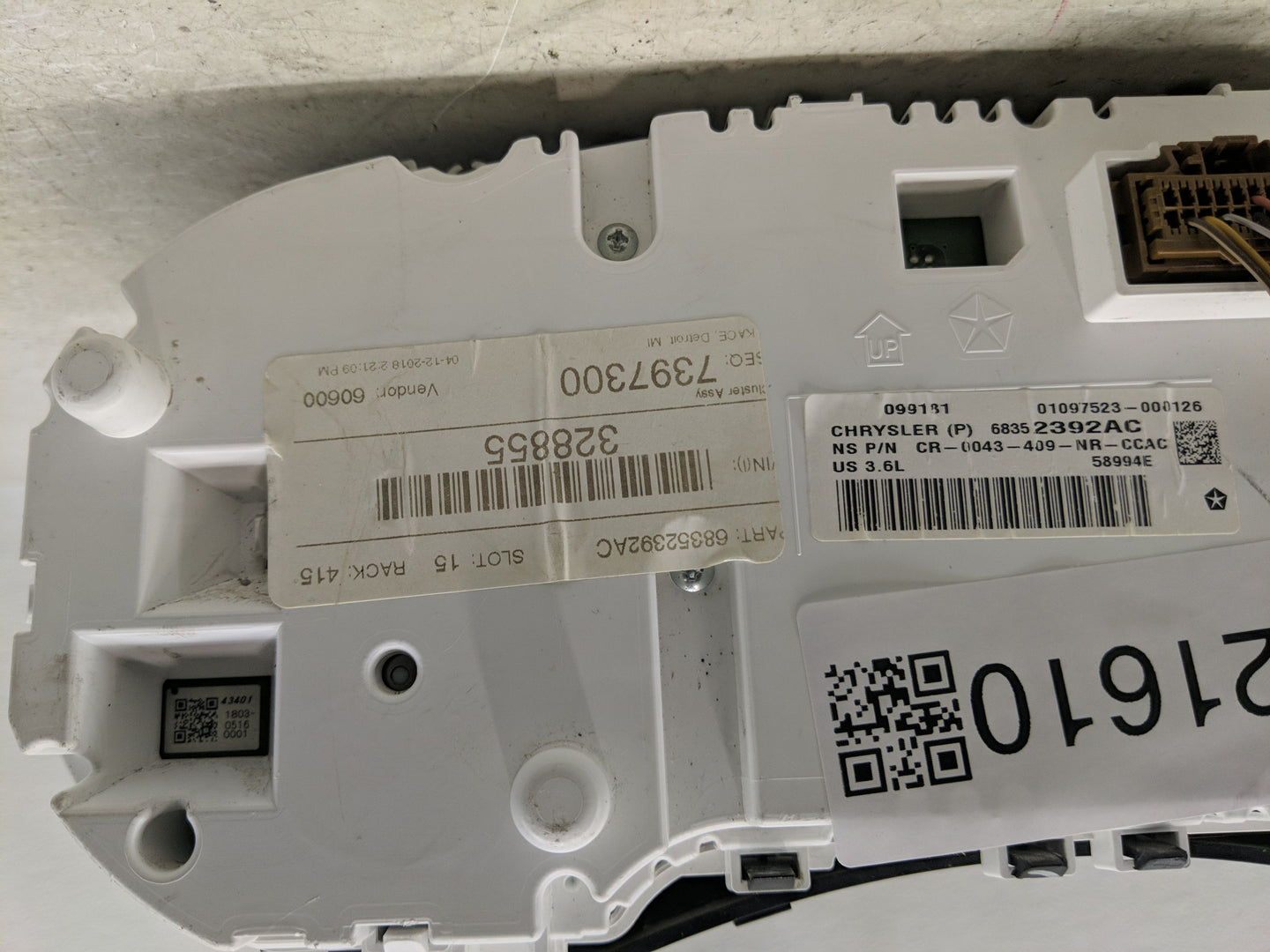 2018 Dodge Durango Instrument Cluster Speedometer Gauges P/N:68352392AC Fits OEM Used Auto Parts - Oemusedautoparts1.com