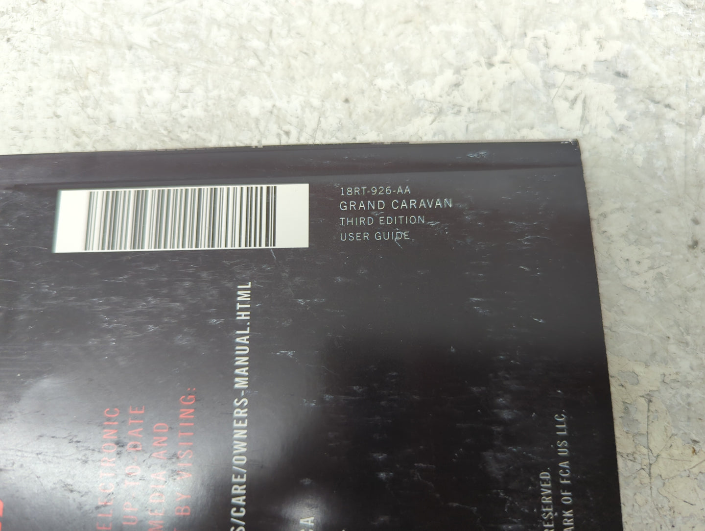 2018 Dodge Grand Caravan Owners Manual Book Guide P/N:18RT-926-AA OEM Used Auto Parts - Oemusedautoparts1.com