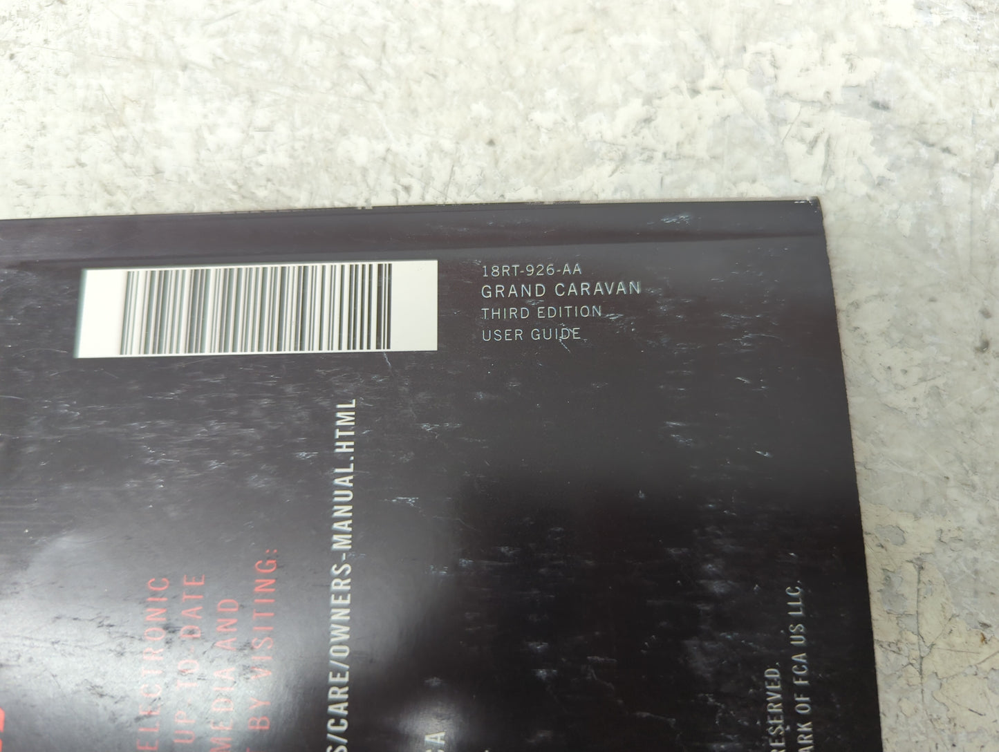 2018 Dodge Grand Caravan Owners Manual Book Guide P/N:18RT-926-AA OEM Used Auto Parts - Oemusedautoparts1.com