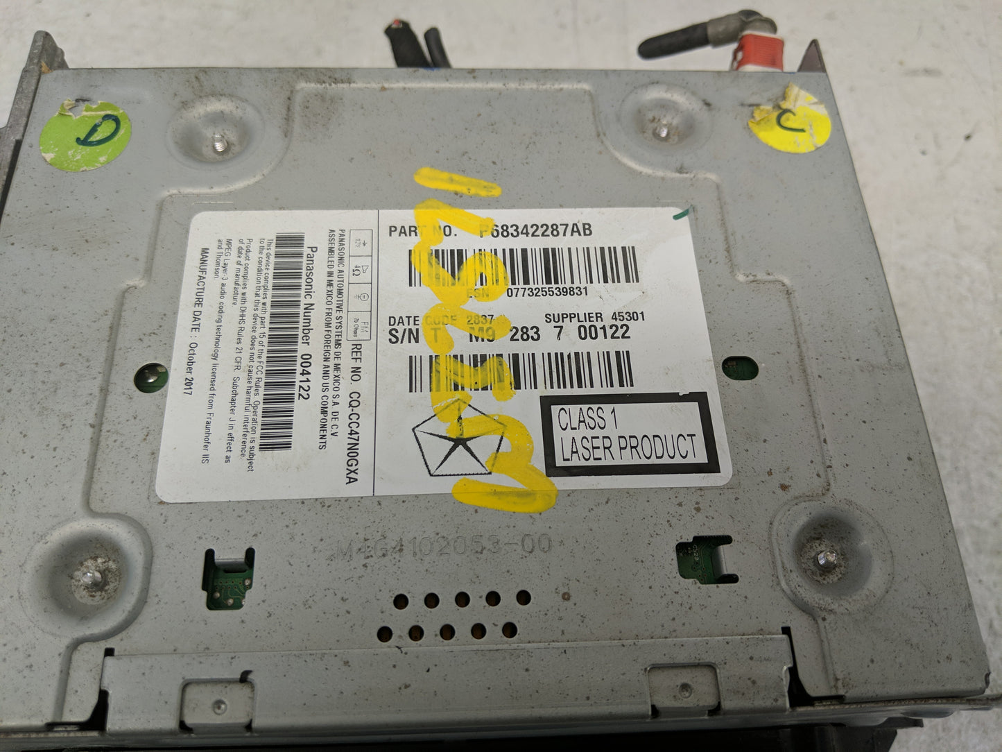 2018-2020 Dodge Journey Radio AM FM Cd Player Receiver Replacement P/N:P68342287AB Fits Fits 2018 2019 2020 OEM Used Auto Pa
