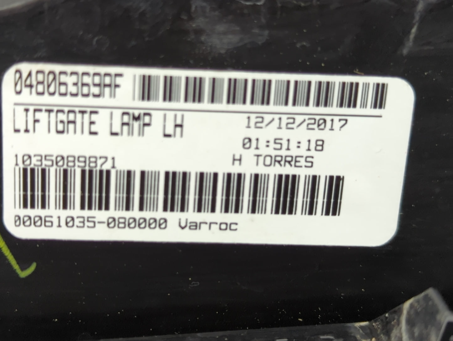 2018 Dodge Journey Tail Light Assembly Driver Left OEM P/N:04806369AF Fits OEM Used Auto Parts - Oemusedautoparts1.com