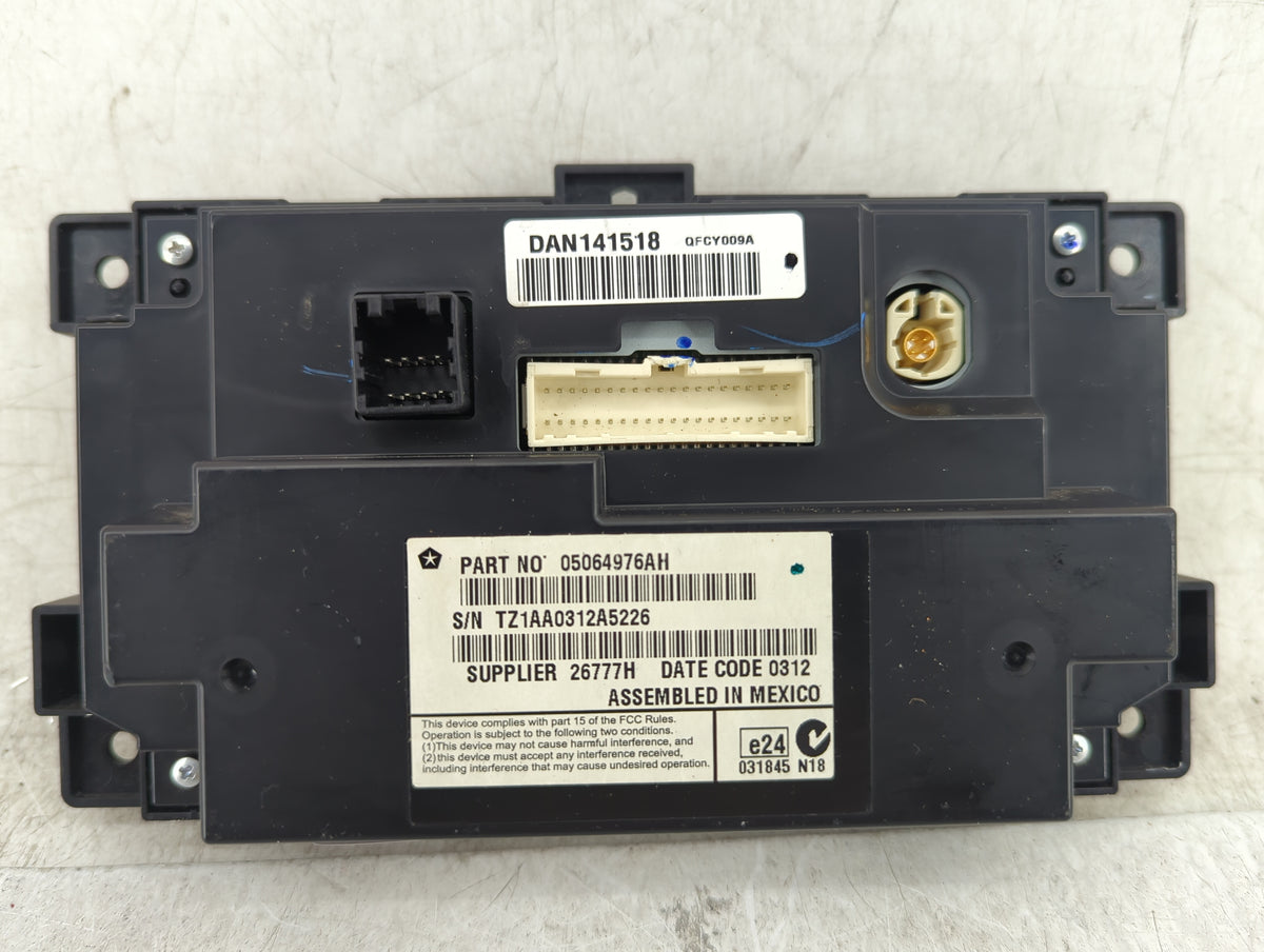 2018 Dodge Journey Information Radio Display Screen 1421265 - Oemusedautoparts1.com