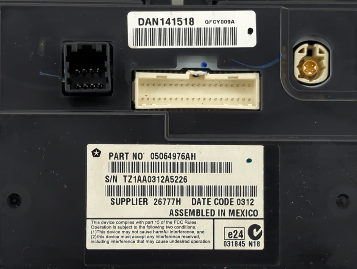 2018 Dodge Journey Information Radio Display Screen 1421265 - Oemusedautoparts1.com