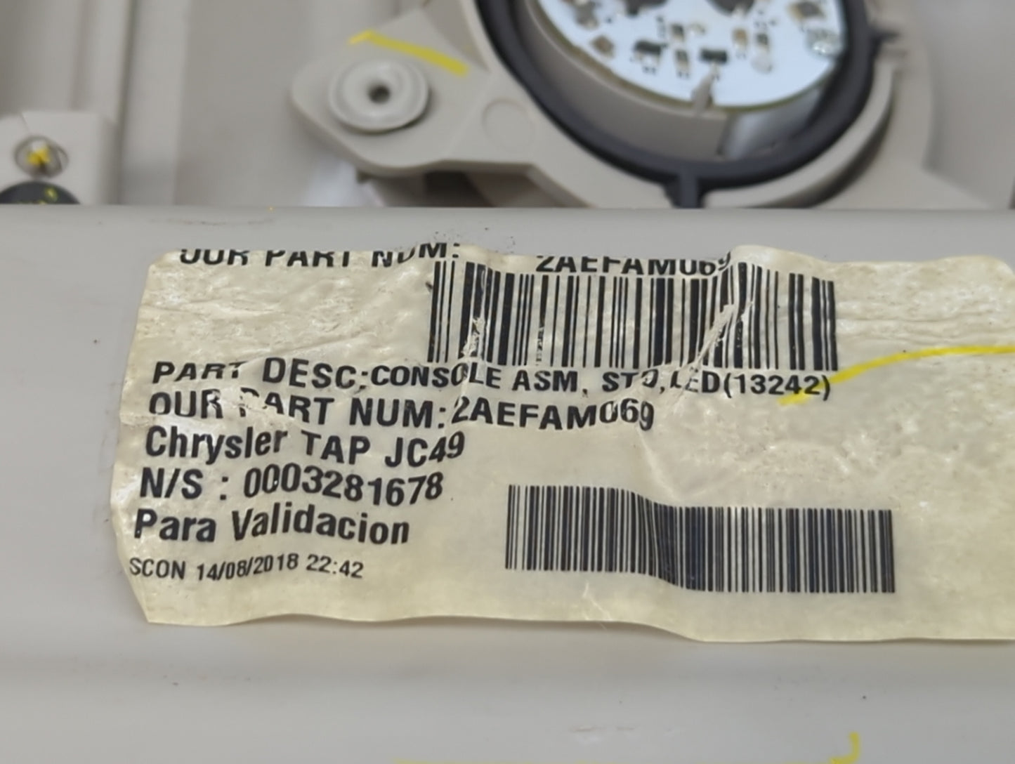 2018 Dodge Journey Overhead Roof Console Tan - Oemusedautoparts1.com