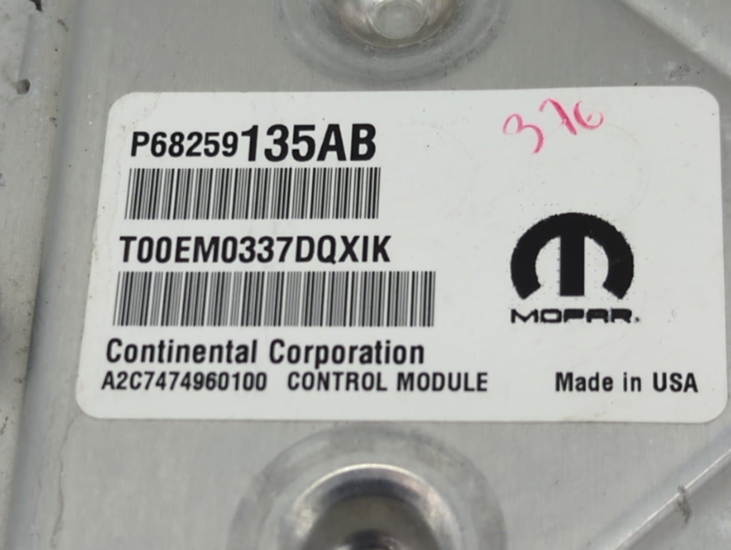 2016-2019 Dodge Journey PCM Engine Control Computer ECU ECM PCU OEM P/N:P68259135AB T00EM0337DQXIK Fits Fits 2016 2017 2018 