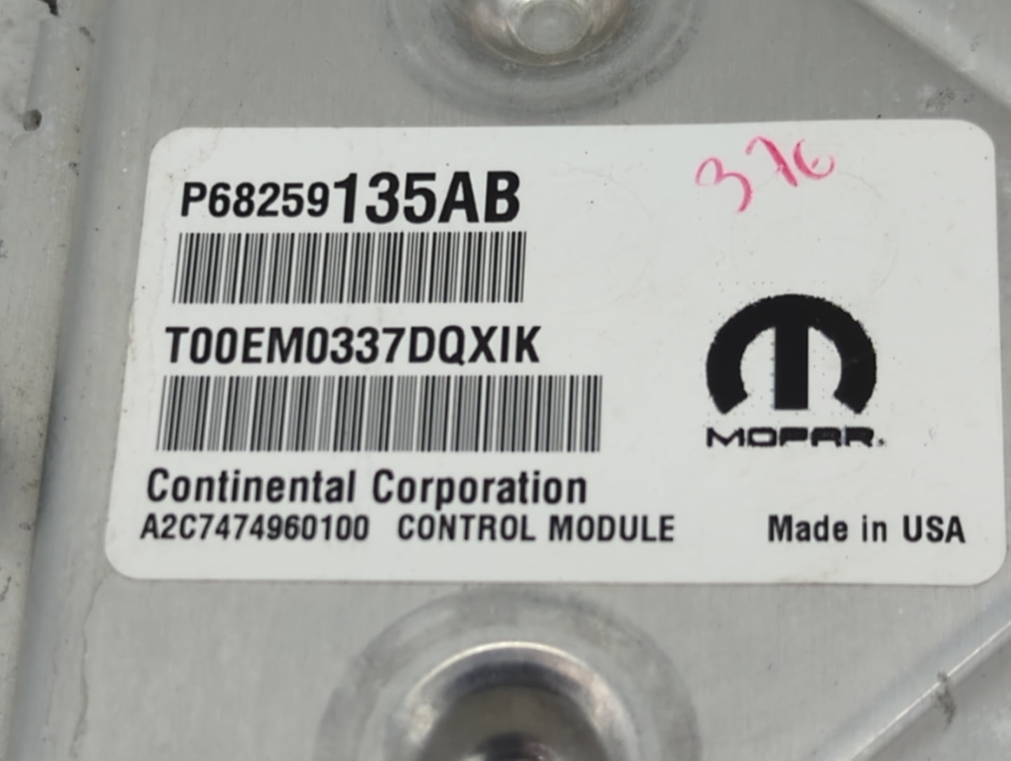 2016-2019 Dodge Journey PCM Engine Control Computer ECU ECM PCU OEM P/N:P68259135AB T00EM0337DQXIK Fits Fits 2016 2017 2018 