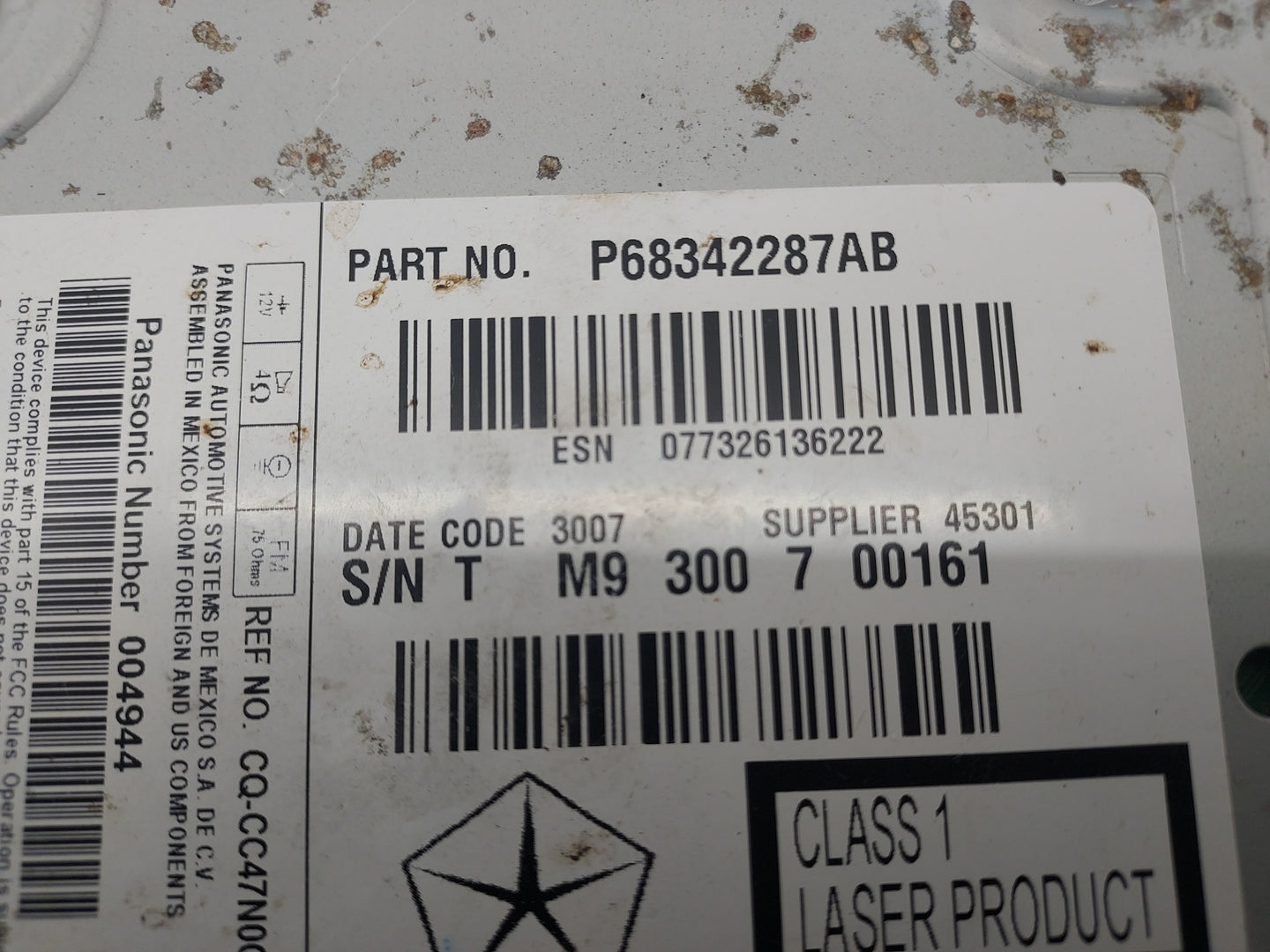 2018-2020 Dodge Journey Radio AM FM Cd Player Receiver Replacement P/N:P68342287AB CQ-CC47N0, 004944 Fits Fits 2018 2019 202