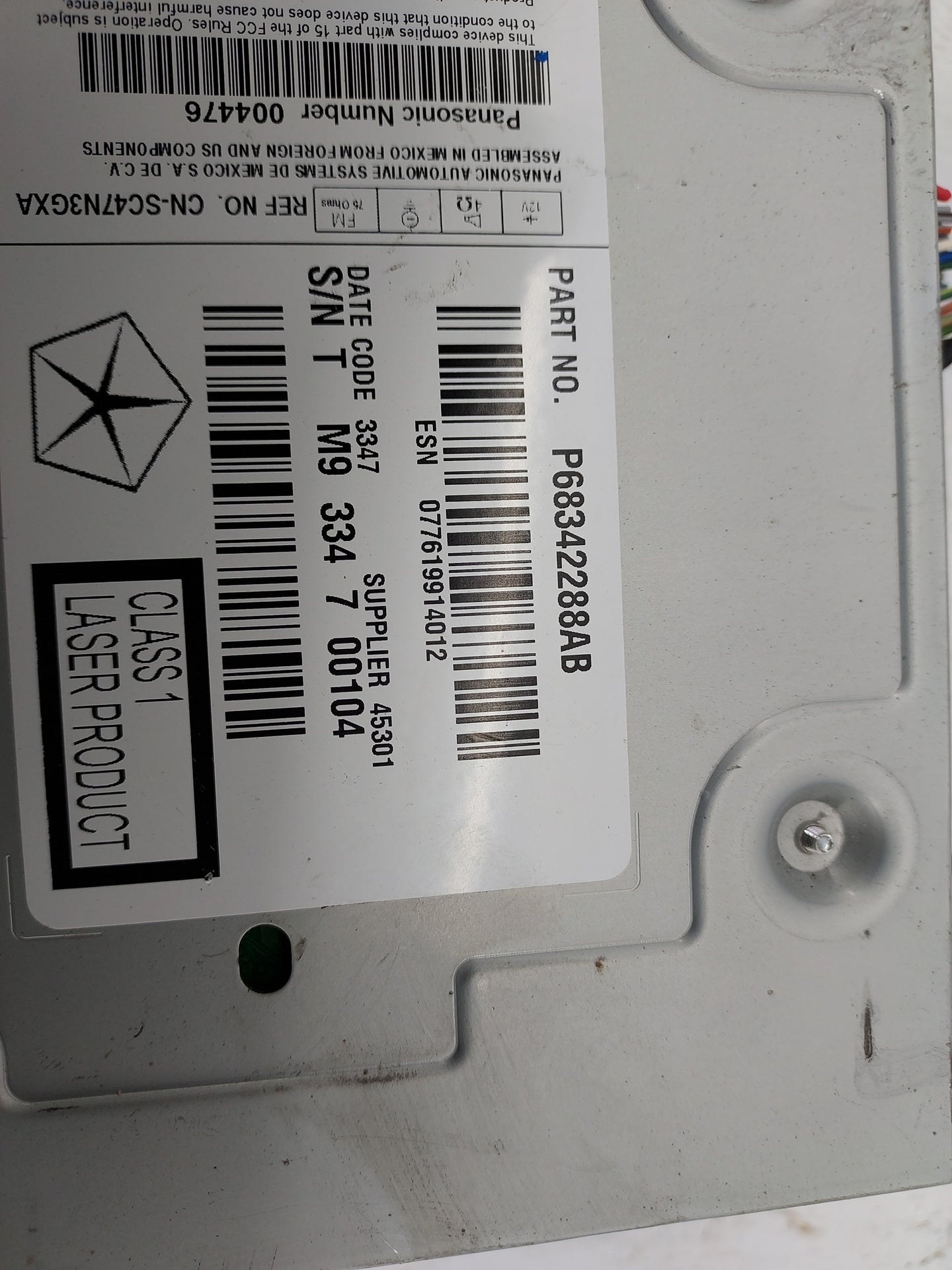 2018-2020 Dodge Journey Radio AM FM Cd Player Receiver Replacement P/N:P68342288AB CN-SC47N3GXA Fits Fits 2018 2019 2020 OEM
