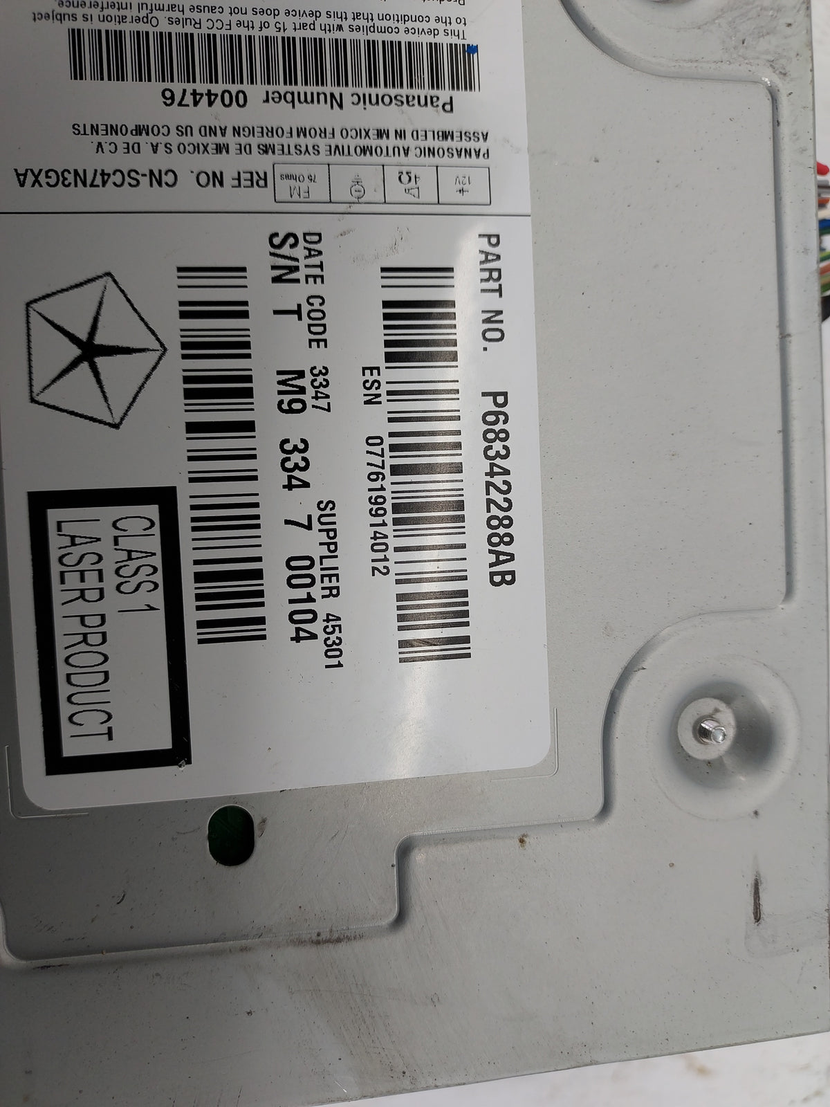 2018-2020 Dodge Journey Radio AM FM Cd Player Receiver Replacement P/N:P68342288AB CN-SC47N3GXA Fits Fits 2018 2019 2020 OEM