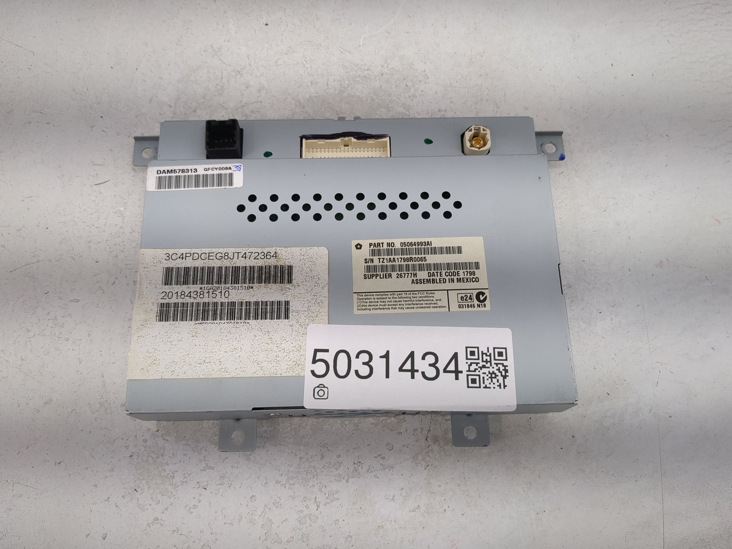 2018 Dodge Journey Information Display Screen 5031434 - Oemusedautoparts1.com