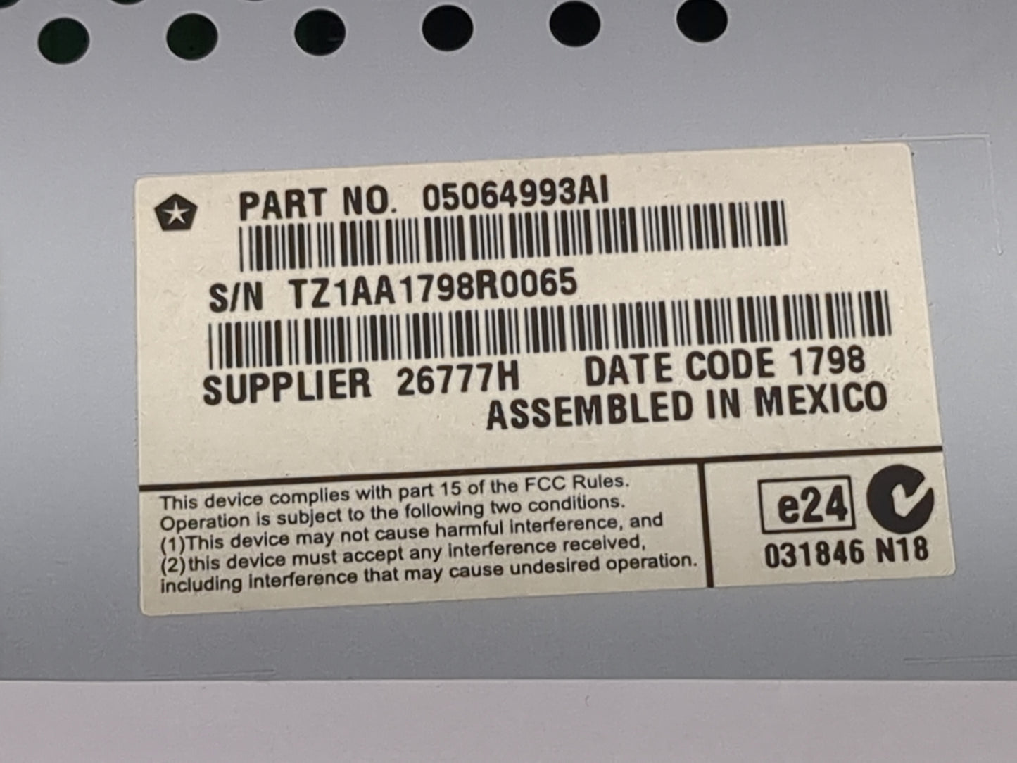 2018 Dodge Journey Information Display Screen 5031434 - Oemusedautoparts1.com