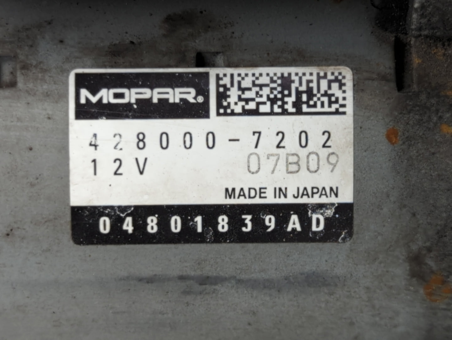 2011-2019 Dodge Journey Car Starter Motor Solenoid OEM P/N:04801839AD 428000-7202 Fits OEM Used Auto Parts - Oemusedautopart