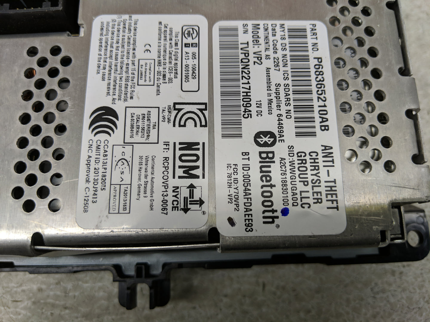 2018 Dodge Ram 1500 Radio AM FM Cd Player Receiver Replacement P/N:68365210AB Fits Fits 2019 2020 OEM Used Auto Parts - Oemu
