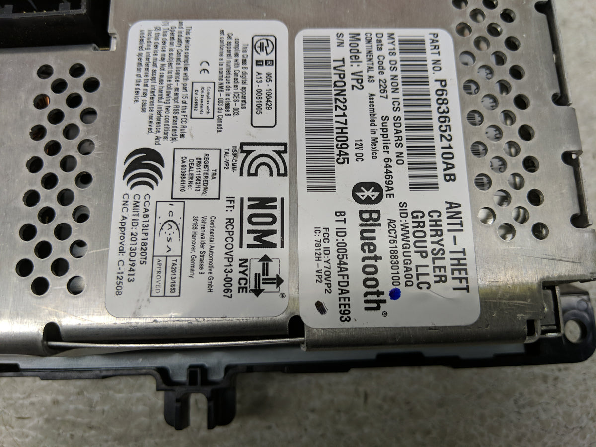 2018 Dodge Ram 1500 Radio AM FM Cd Player Receiver Replacement P/N:68365210AB Fits Fits 2019 2020 OEM Used Auto Parts - Oemu