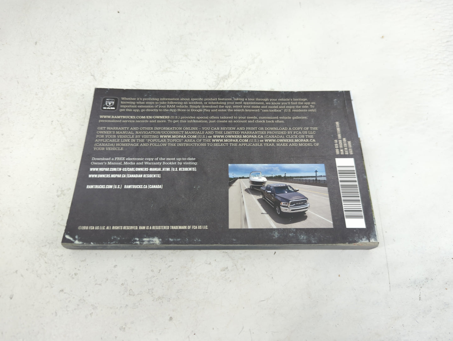 2018 Dodge Ram 2500 Owners Manual Book Guide P/N:18DS-926-AA OEM Used Auto Parts - Oemusedautoparts1.com