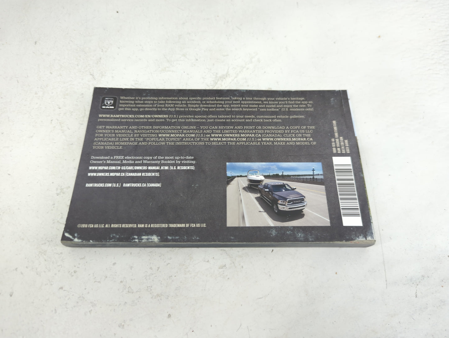 2018 Dodge Ram 2500 Owners Manual Book Guide P/N:18DS-926-AA OEM Used Auto Parts - Oemusedautoparts1.com
