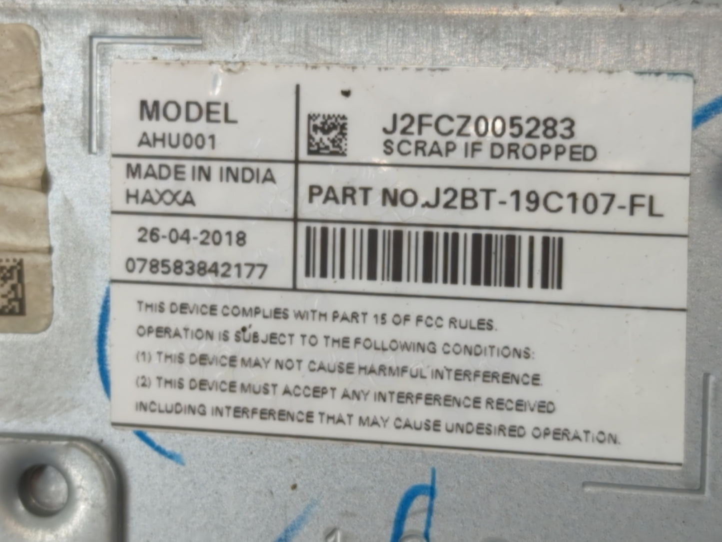 2018-2020 Ford Ecosport Radio AM FM Cd Player Receiver Replacement P/N:J2BT 19C107 FL Fits Fits 2018 2019 2020 OEM Used Auto