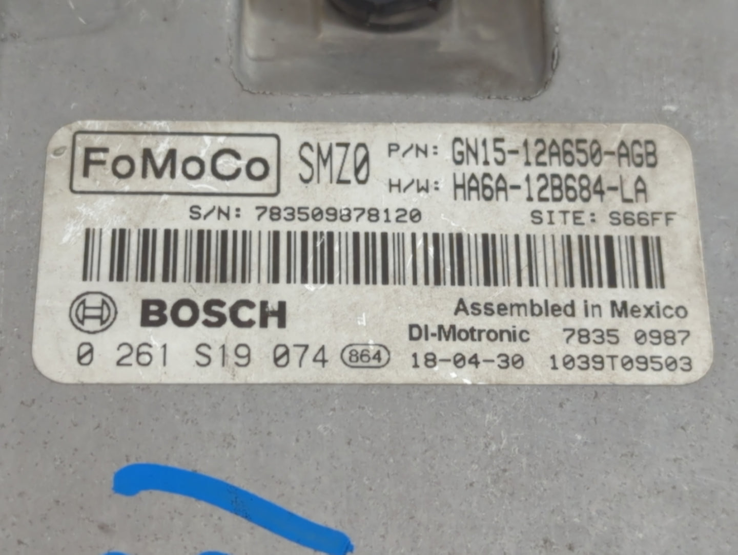 2018-2021 Ford Ecosport PCM Engine Control Computer ECU ECM PCU OEM P/N:0 261 S19 074 GN15-12A650-AGB Fits OEM Used Auto Par