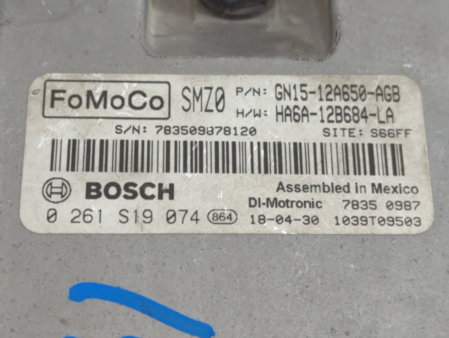 2018-2021 Ford Ecosport PCM Engine Control Computer ECU ECM PCU OEM P/N:0 261 S19 074 GN15-12A650-AGB Fits OEM Used Auto Par