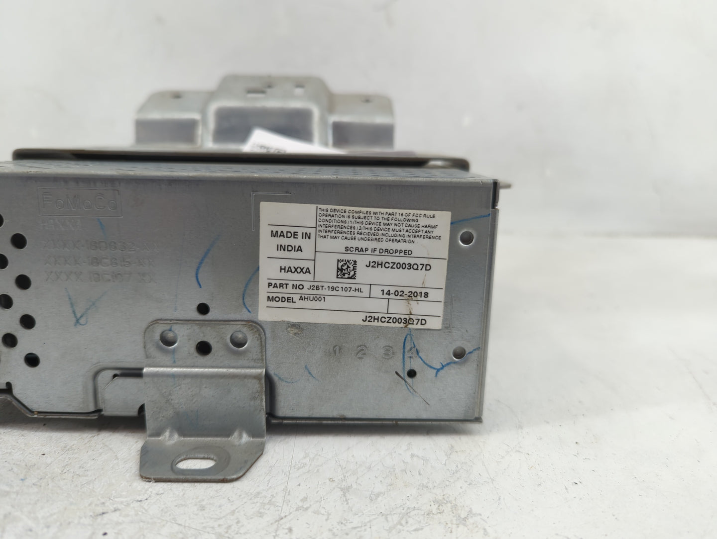2018-2019 Ford Ecosport Radio AM FM Cd Player Receiver Replacement P/N:J2BT-19C107-HL Fits Fits 2018 2019 OEM Used Auto Part