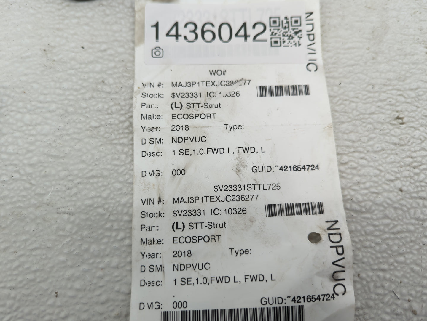 2018 Ford Ecosport Interior Rear View Mirror Replacement OEM Fits OEM Used Auto Parts - Oemusedautoparts1.com