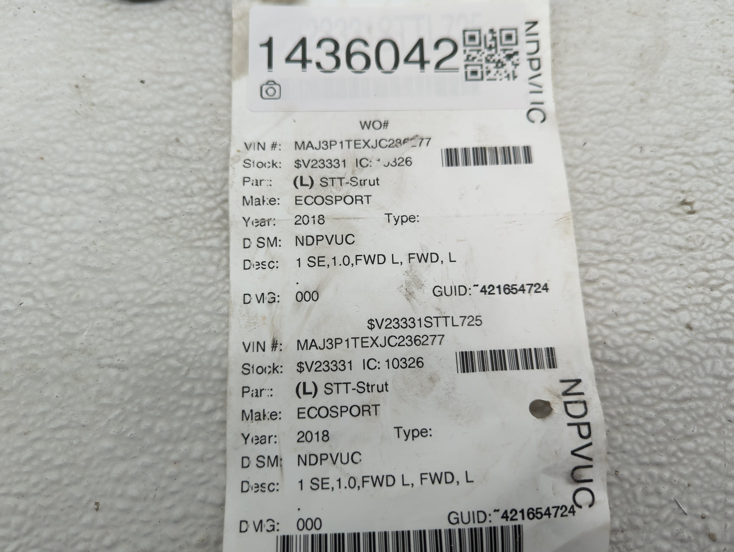 2018 Ford Ecosport Interior Rear View Mirror Replacement OEM Fits OEM Used Auto Parts - Oemusedautoparts1.com