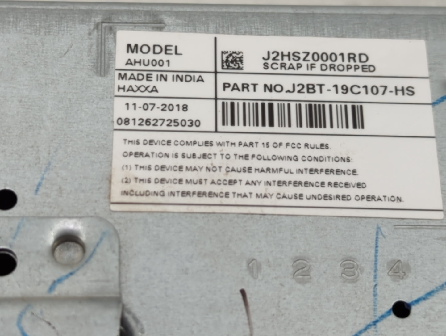 2018 Ford Ecosport Radio AM FM Cd Player Receiver Replacement Fits OEM Used Auto Parts - Oemusedautoparts1.com