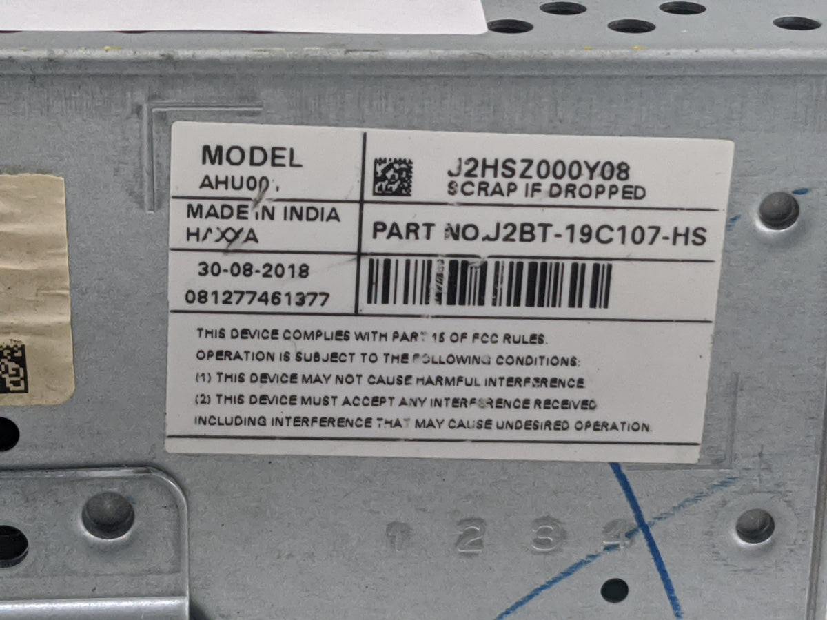 2018-2019 Ford Ecosport Radio AM FM Cd Player Receiver Replacement P/N:J2HSZ000Y08 J2BT-19C107-HS, AHU00 Fits Fits 2018 2019
