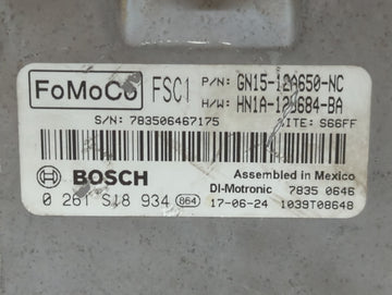 2018-2022 Ford Ecosport PCM Engine Control Computer ECU ECM PCU OEM P/N:GN15-12A650-NC Fits Fits 2018 2019 2020 2021 2022 OEM Used Auto Parts