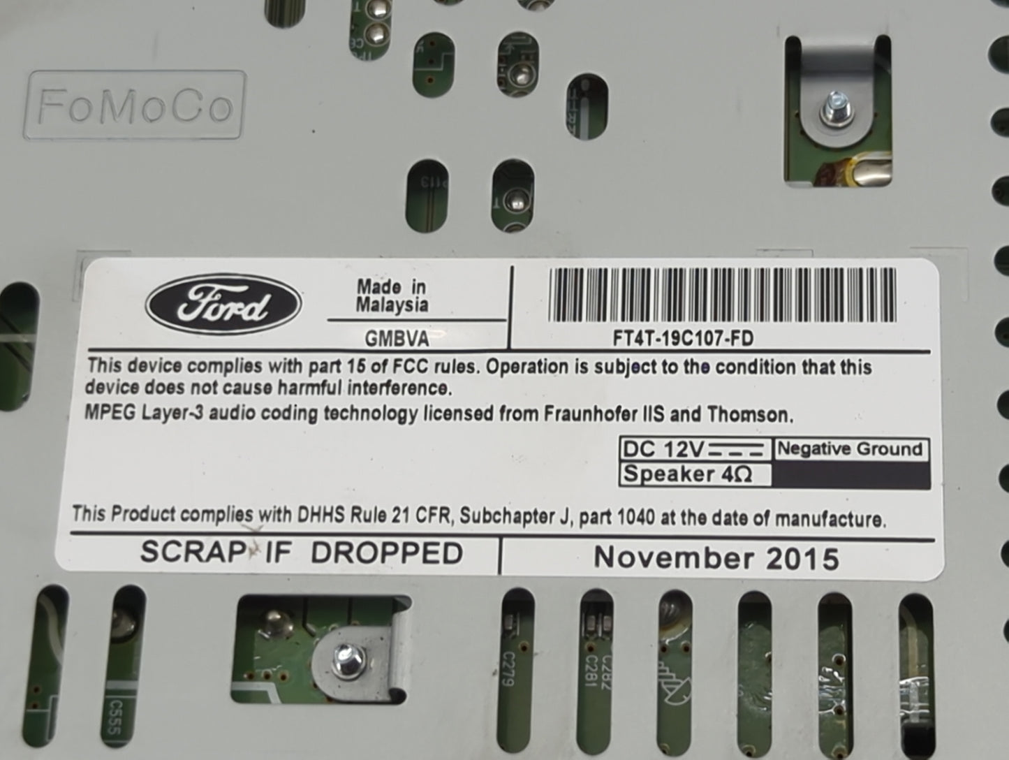 2015-2018 Ford Edge Radio AM FM Cd Player Receiver Replacement P/N:FT4T-19C107-FD GMBVA Fits Fits 2015 2016 2017 2018 OEM Us