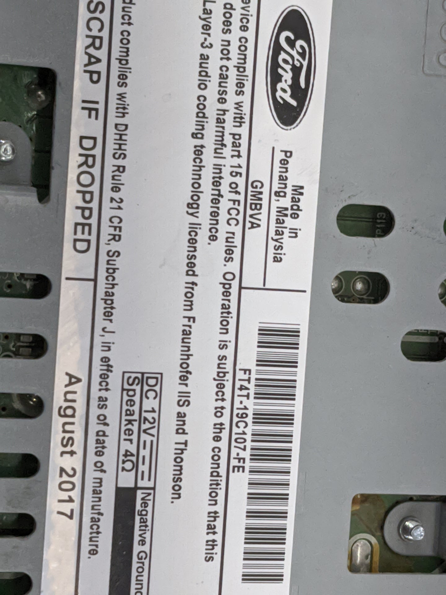 2015-2018 Ford Edge Radio AM FM Cd Player Receiver Replacement P/N:CQ-JJ64EUJME FT4T-19C107-FE Fits Fits 2015 2016 2017 2018