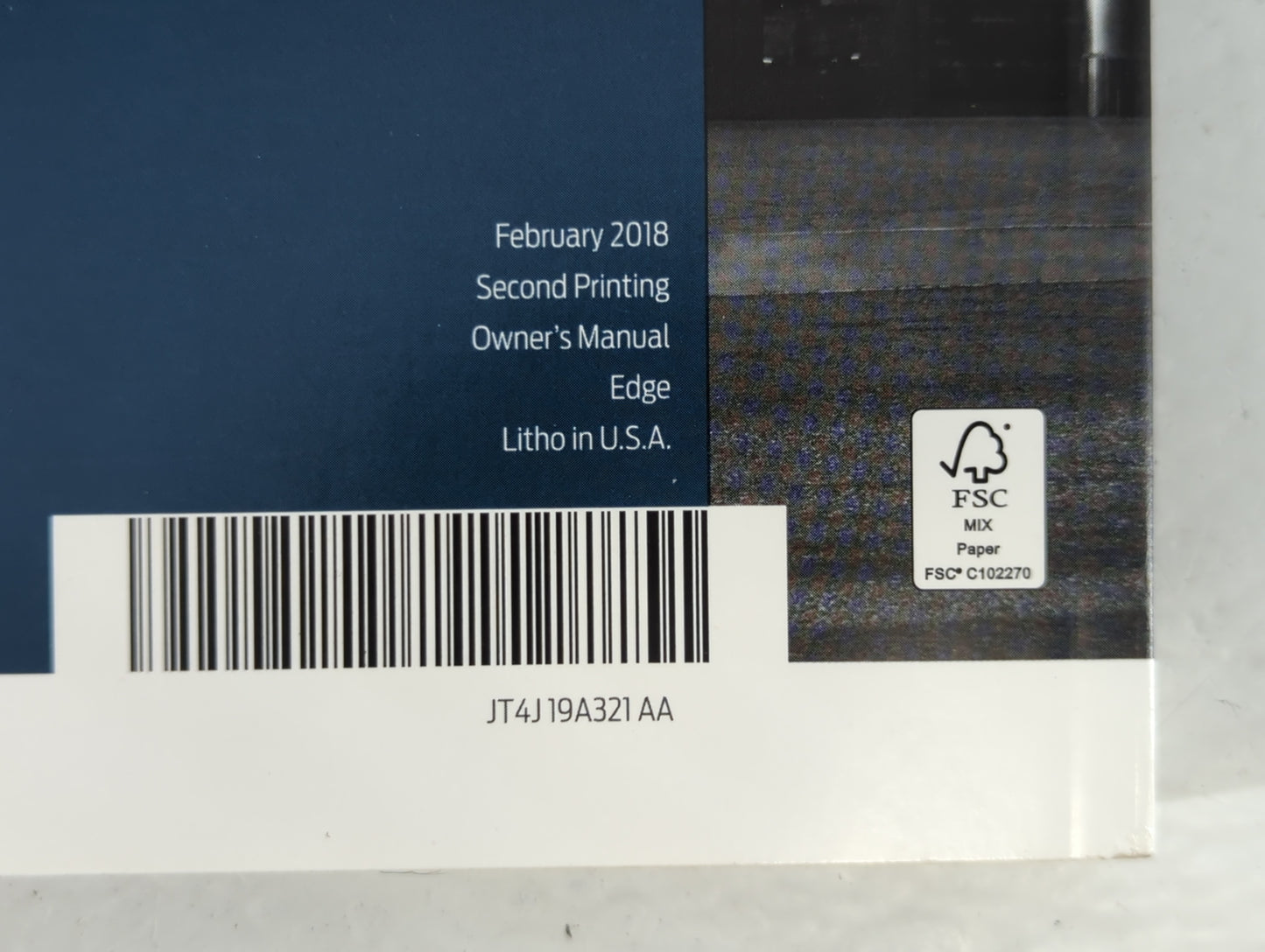 2018 Ford Edge Owners Manual Book Guide P/N:JT4J 19A321 AA OEM Used Auto Parts - Oemusedautoparts1.com