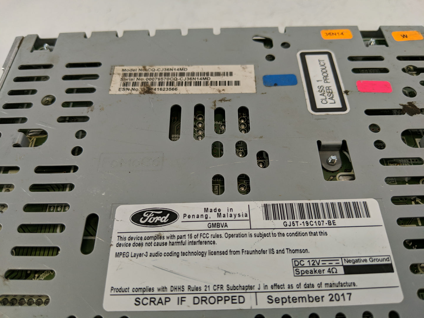 2015-2019 Ford Escape Radio AM FM Cd Player Receiver Replacement P/N:GJ5T-19C107-BE Fits Fits 2015 2016 2017 2018 2019 OEM U